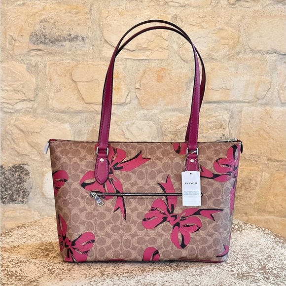 Coach Bow Gallery Signature Tote Handbag Wallet Set Brown Pink NWT - Picture 7 of 17